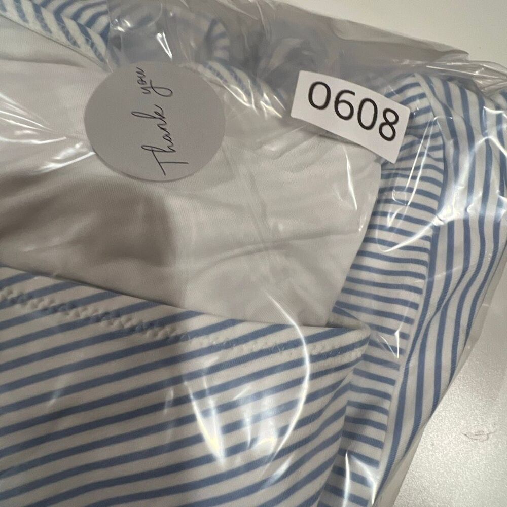 H&M striped one piece swimsuit ruffle on neck very cute - Picture 7 of 7
